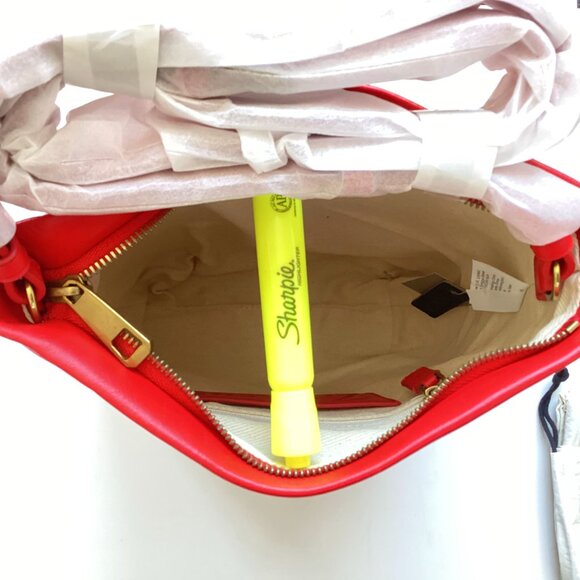 NWT J. Crew Oslo Soft Leather Red Crossbody Bag with Adjustable Strap - Picture 5 of 9